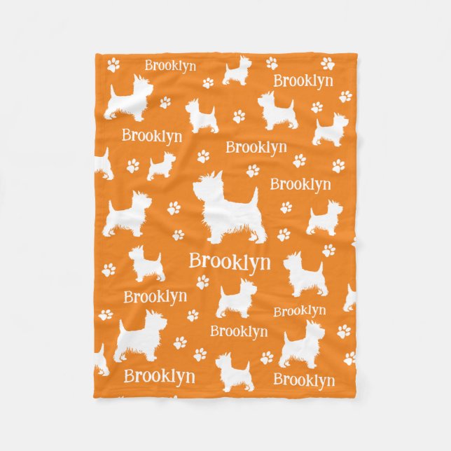 Couverture Polaire Westie Blanket Personnalisé West Highland Terrier (Devant)