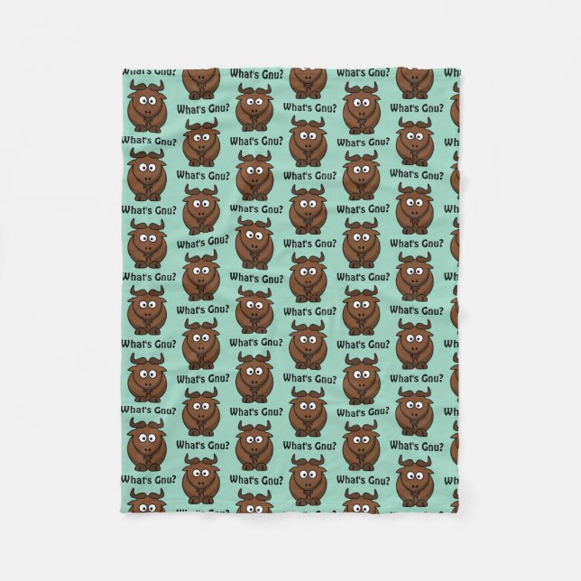 Couverture Polaire What’s Gnu, Funny Buffalo Cartoon Animal Pun (Devant)
