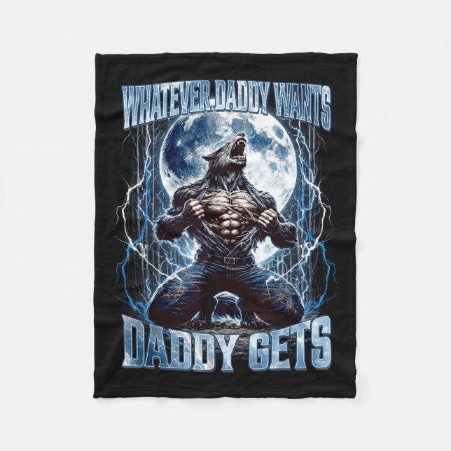 Couverture Polaire Whatever Daddy Wants Daddy Gets Funny Alpha Wolf M (Devant)