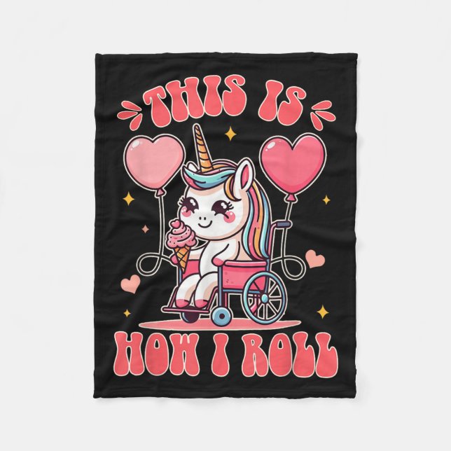 Couverture Polaire Wheelchair Unicorn Eating Ice Cream This Is How Th (Devant)