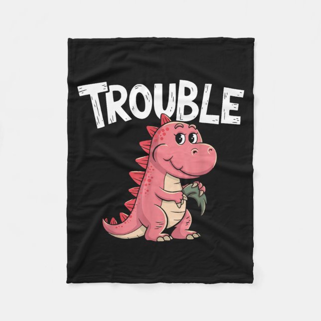 Couverture Polaire Where I Go Trouble Follows I'm Trouble Funny Dinos (Devant)