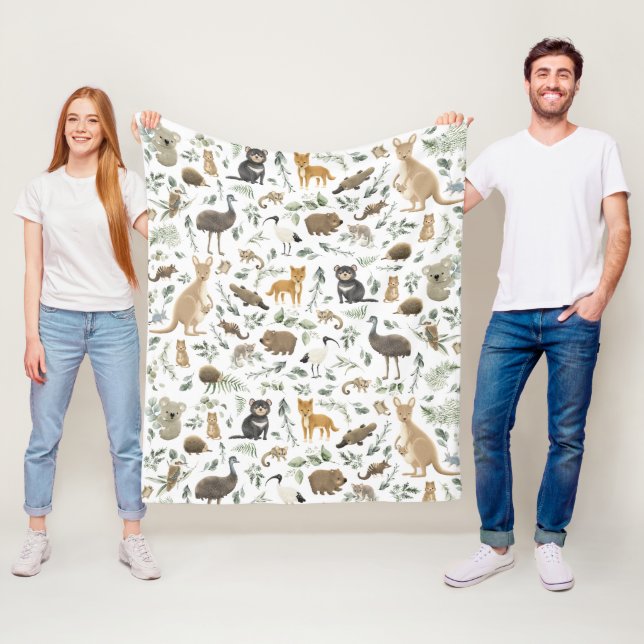 Couverture Polaire Whimsical Australian Animaux Verdure Eucalyptus (En situation)