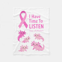 Whimsical Axolotl Pink Ribbon Blanket
