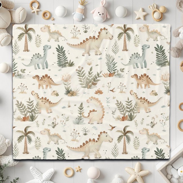 Couverture Polaire Whimsical Boho Jungle Dinosaur Motif (Créateur téléchargé)