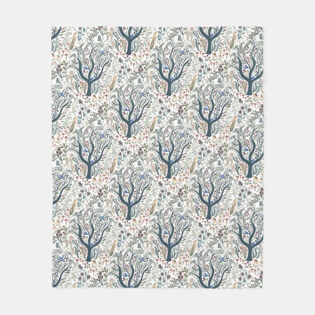Couverture Polaire Whimsical Folk Art Forêt Tons Terre (Devant)