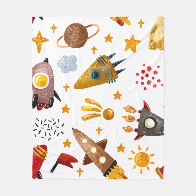 Couverture Polaire Whimsical Galaxy Rocket Space Pattern Baby Blanket (Devant)