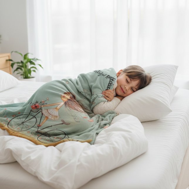 Couverture Polaire Whimsical Hearts & Petals: Sweet Birthday Bicycle  (Créateur téléchargé)