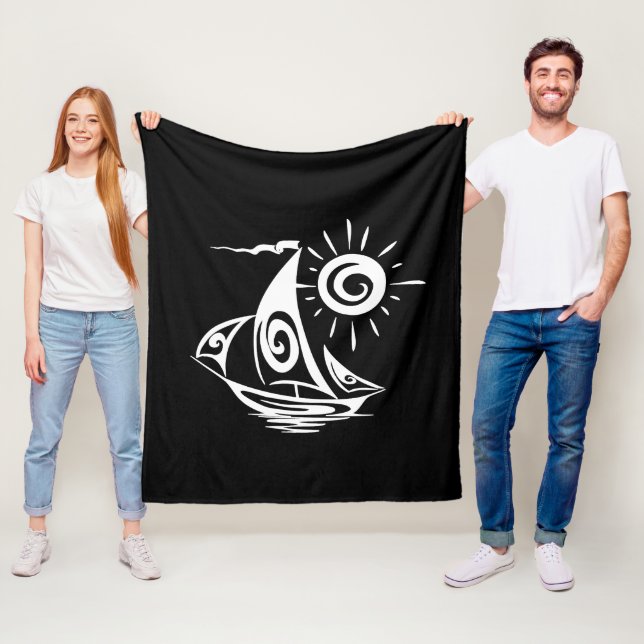 Couverture Polaire Whimsical Lazy Voilier Noir (En situation)