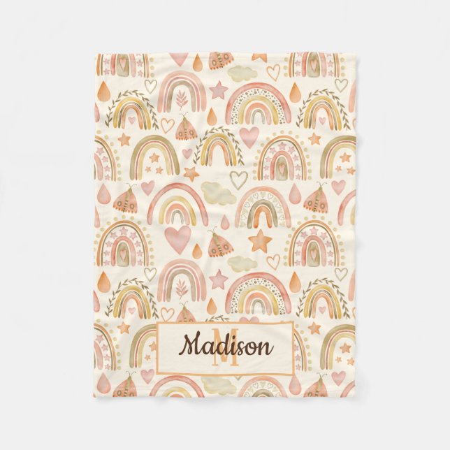 Couverture Polaire Whimsical Modern Boho Rainbow Nom du Motif Baby (Devant)