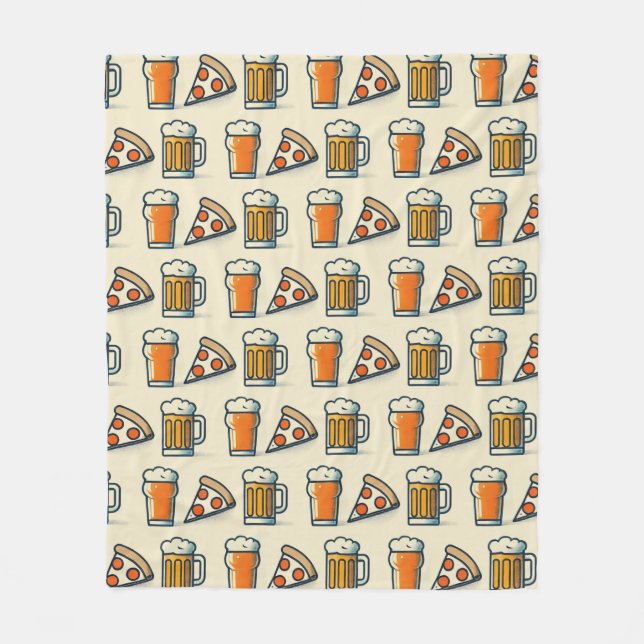 Couverture Polaire Whimsical Pizza and Beer Pattern (Devant)