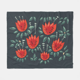 Couverture Polaire Whimsical Red Tulips Floral Art - Printemps Abstra