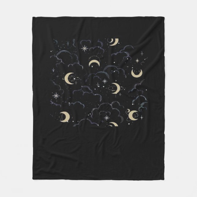 Couverture Polaire Whimsigoth Nuages Sun Moon Witchy (Devant)