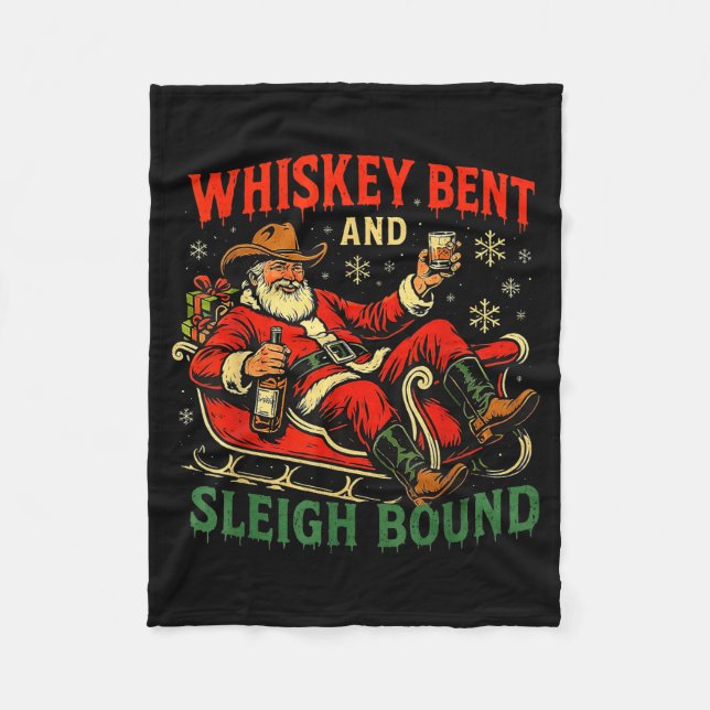 Couverture Polaire Whiskey Sleigh Bound Cowboy Santa Christmas  (Devant)