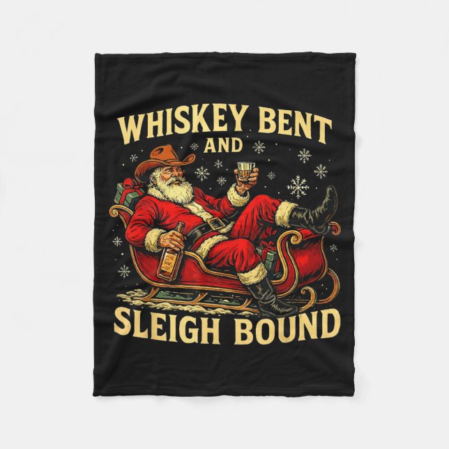 Couverture Polaire Whiskey Sleigh Bound Cowboy Santa Christmas  (Devant)