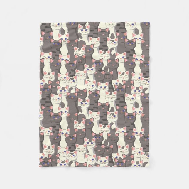 Couverture Polaire White and gray cats pattern (Devant)