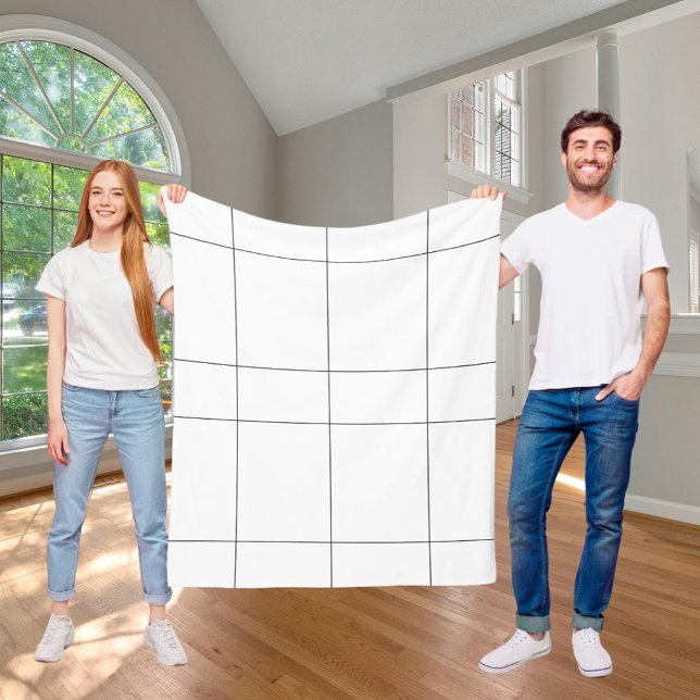Couverture Polaire White black checked modern (Créateur téléchargé)
