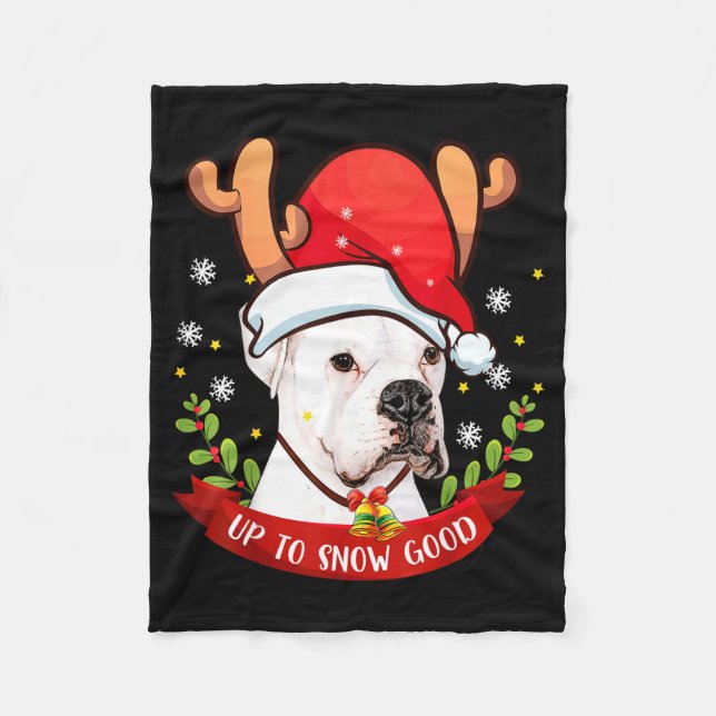 Couverture Polaire White Boxer Dog Reindeer Christmas Gift Boys Girls (Devant)
