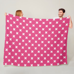 Couverture Polaire White cross stitches on fuchsia