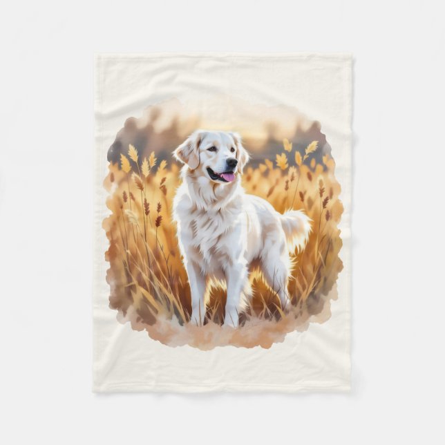 Couverture Polaire White Golden Retriever Dog (Devant)