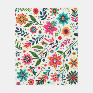 Couverture Polaire White mexican flowers