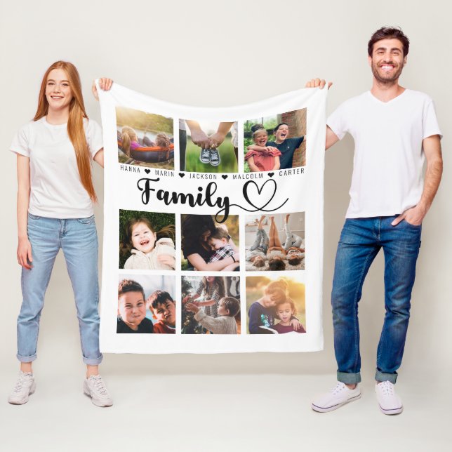 Couverture Polaire White Modern Family Memories Neuf Photo Collage (En situation)