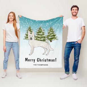 Couverture Polaire White Swiss Shepherd White GSD Chien Forêt d'hiver
