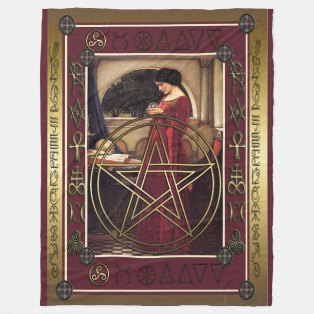 Couverture Polaire Wicca Pentacle Fleece Blanche (Devant)