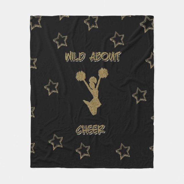 Couverture Polaire Wild À propos de Cheer Black & Gold Stars Blanket  (Devant)