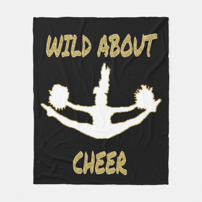 Couverture Polaire Wild About Cheer Black, White, Gold Fleece Blanket (Devant)