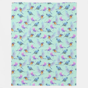 Couverture Polaire Wild Exotic Birds Colorful Watercolor