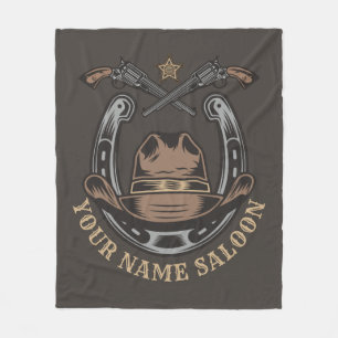 Couverture Polaire Wild West Revolver Horseshoe Western Cowboy Saloon