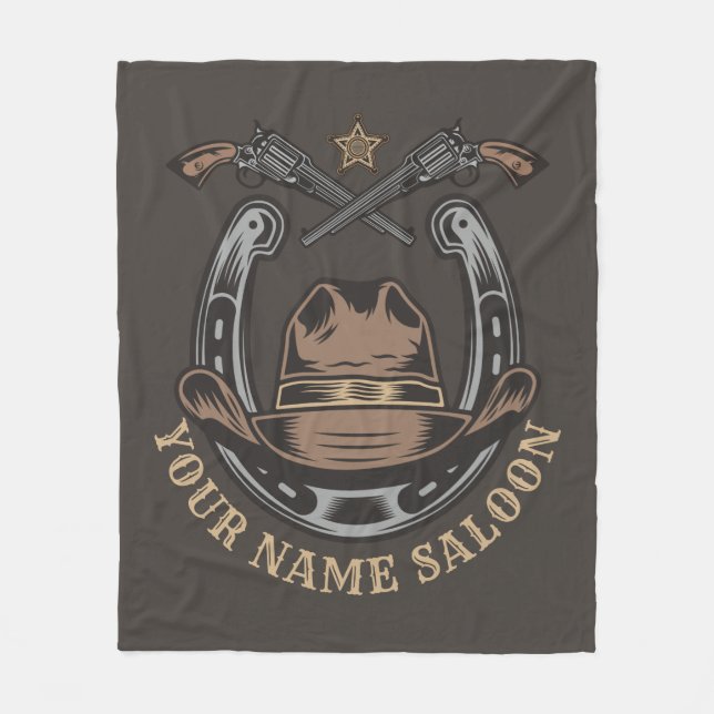 Couverture Polaire Wild West Revolver Horseshoe Western Cowboy Saloon (Devant)