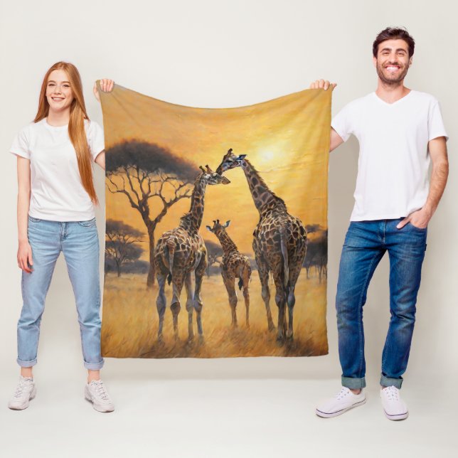 Couverture Polaire Wildlife Safari African Giraffe Mother & Baby (En situation)