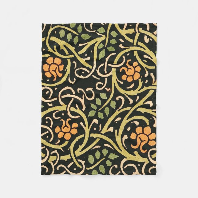 Couverture Polaire William Morris Black Floral Art (Devant)