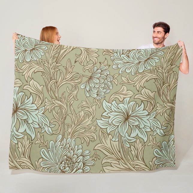 Couverture Polaire William Morris Chrysanthemum Motif Fleece Blanke (En situation)