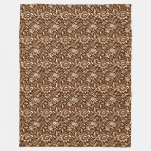 Couverture Polaire William Morris Fleurs de soleil, Chocolat Brown & 
