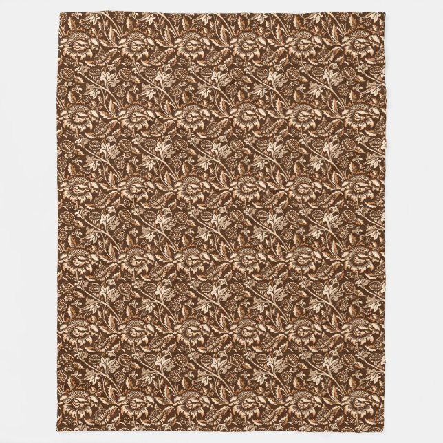 Couverture Polaire William Morris Fleurs de soleil, Chocolat Brown &  (Devant)