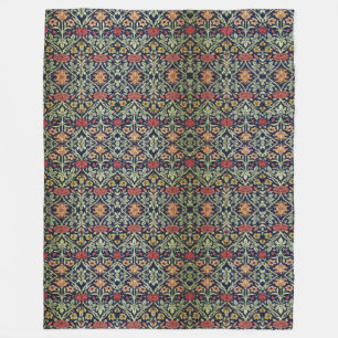 Couverture Polaire William Morris Fleurs Feuillage Vert Jaune Rouge R