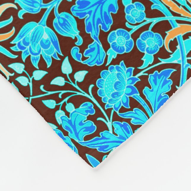 Couverture Polaire William Morris Hyacinth Imprimer, Aqua et Brown (Coin)