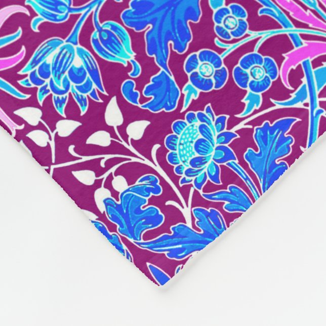 Couverture Polaire William Morris Hyacinth Imprimer, Aqua et Purple (Coin)