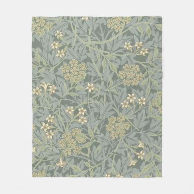 Couverture Polaire William Morris Jasmine Bleu Vert Art Botanique (Devant)