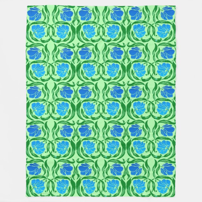 Couverture Polaire William Morris Pimpernel, Blue & Lime Green (Devant)