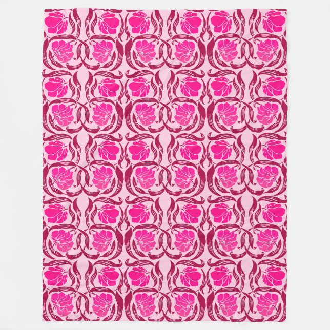 Couverture Polaire William Morris Pimpernel, Fuchsia & Pink clair (Devant)