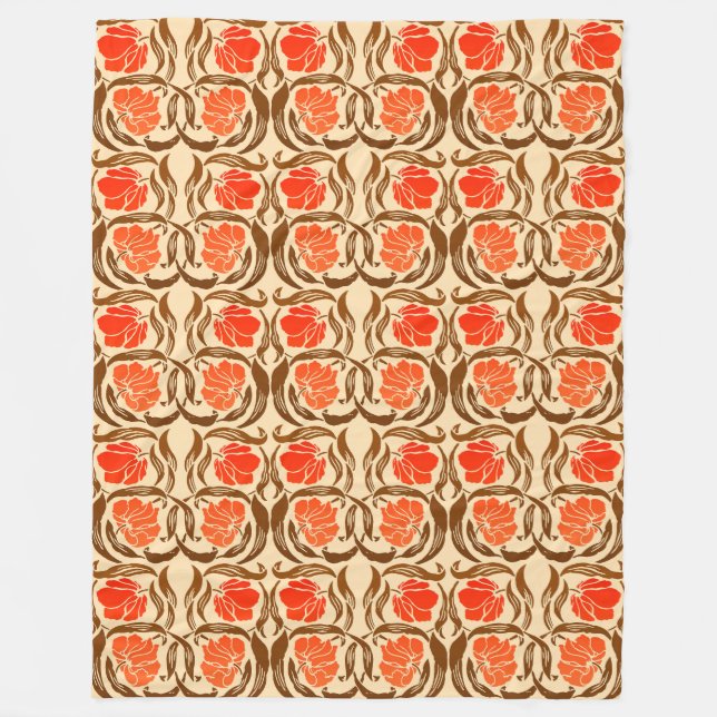 Couverture Polaire William Morris Pimpernel, Mandarin Orange & Brown (Devant)