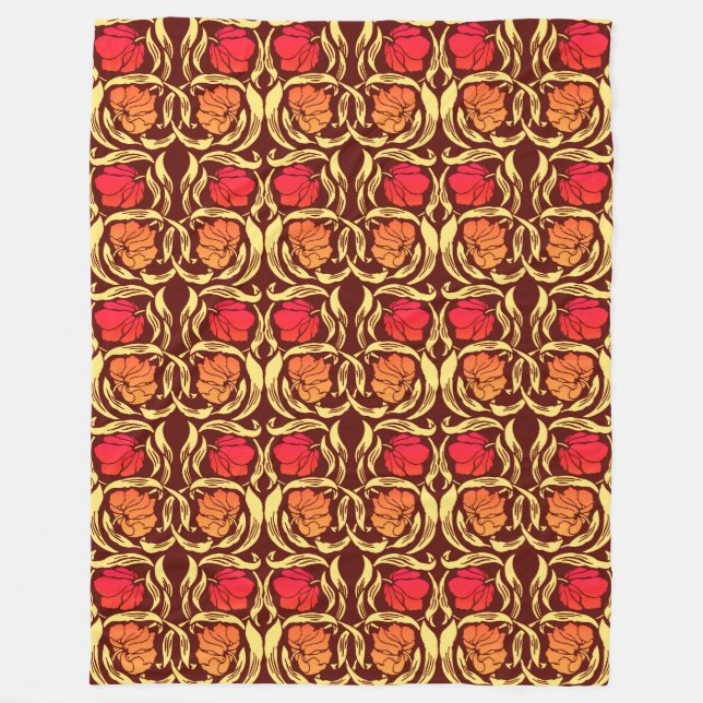 Couverture Polaire William Morris Pimpernel, Rust Orange et Brown (Devant)