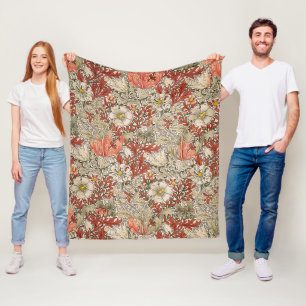 Couverture Polaire William Morris Spring Compton Fleur Vintage Rouge