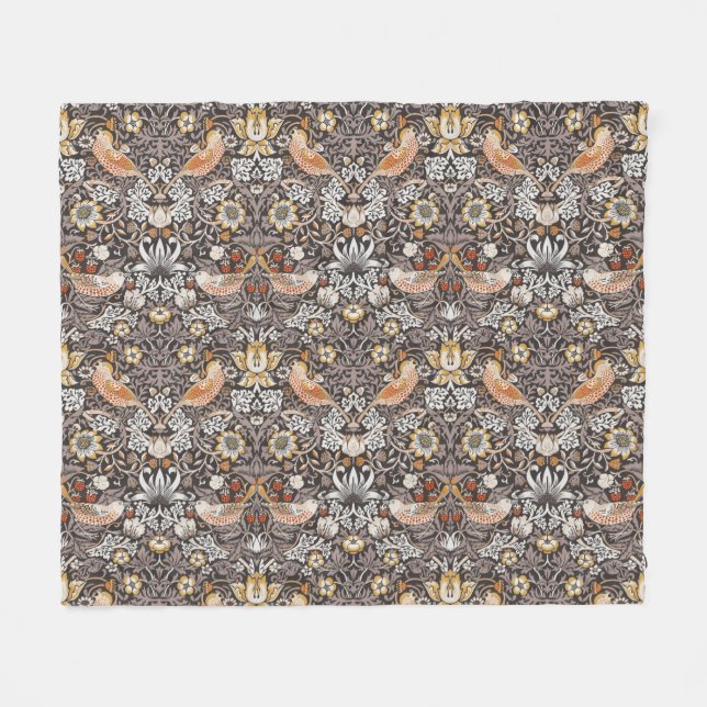 Couverture Polaire William Morris Strawberry Thief Charbon de Bois Oc (Devant (Horizontal))