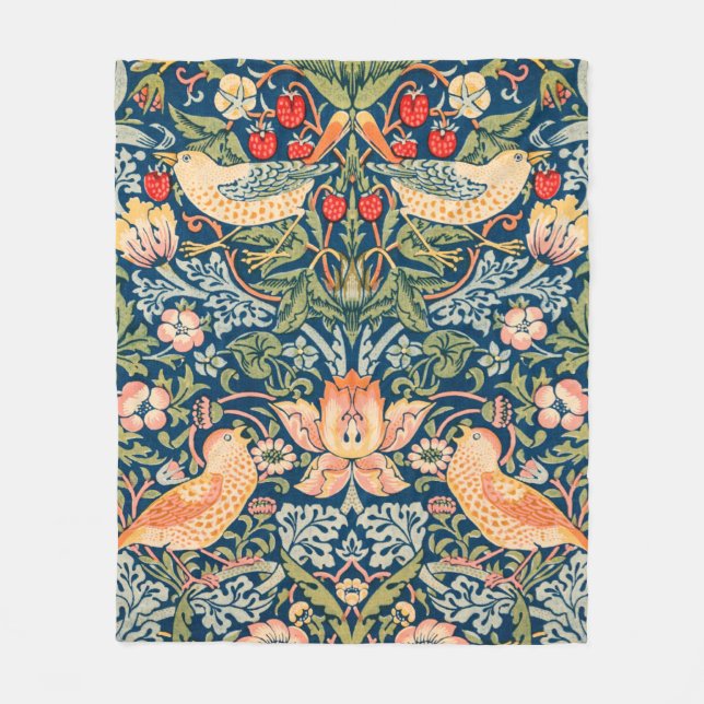 Couverture Polaire William Morris Strawberry Thief Design (Devant)