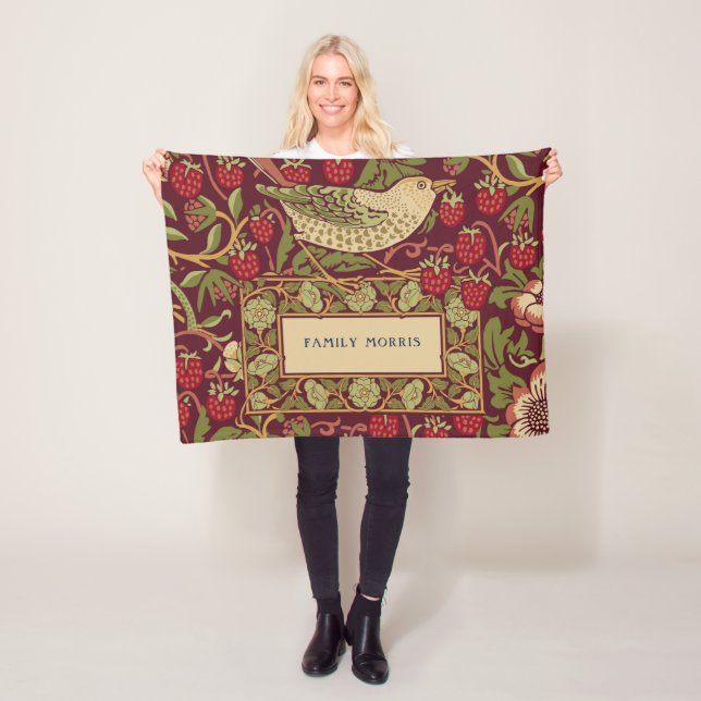 Couverture Polaire William Morris Strawberry Thief Fleece Blanche (En situation)