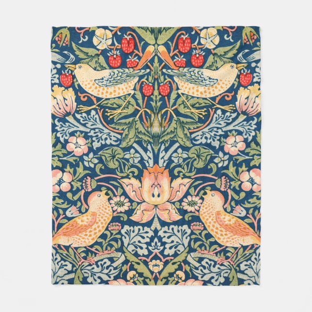 Couverture Polaire William Morris Strawberry Thief Fleece Blanche (Devant)